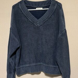 American Eagle Outfitters Deep Blue V-Neck Sweater